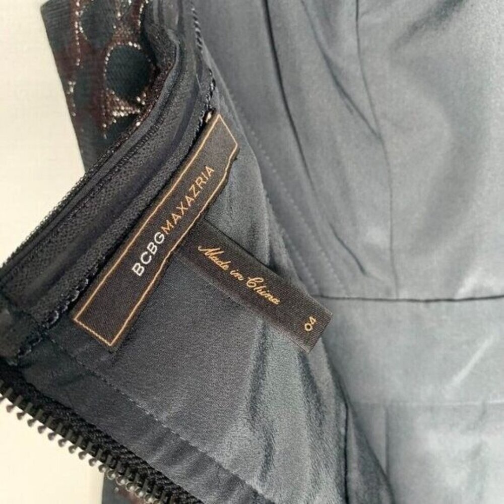 BCBGmaxazria Mini Dress Women’s 4 Black Metallic Jacquard Halter Cocktail Party - Picture 9 of 11